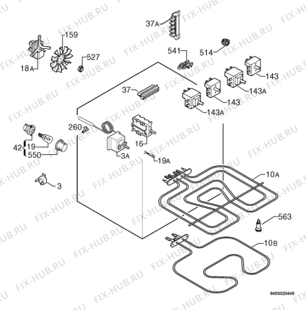 Взрыв-схема плиты (духовки) Zanussi ZOU662QN - Схема узла Electrical equipment 268